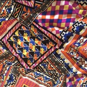Vibrant Geometric Patterned Multicolor Stretchy Bohemian Dress Print Fabric